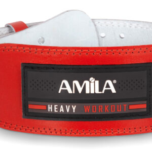 Ζώνη Άρσης Βαρών AMILA Δερμάτινη Κόκκινη Γ΄ Quality M