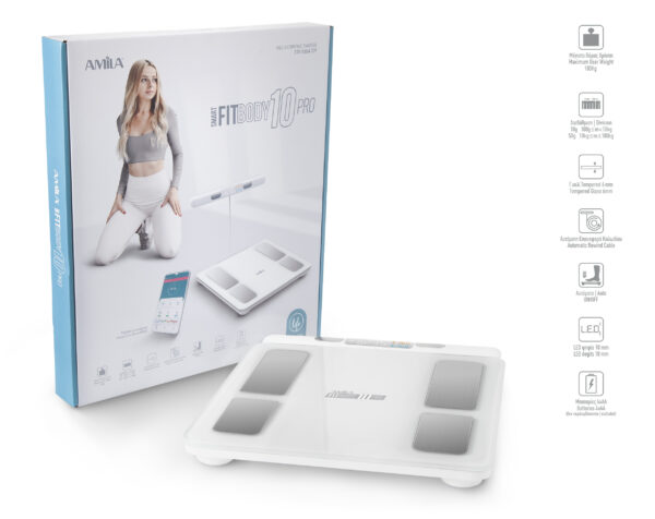 Ζυγαρία Smart με Λιπομέτρηση AMILA FITBODY 10 PRO - Image 4