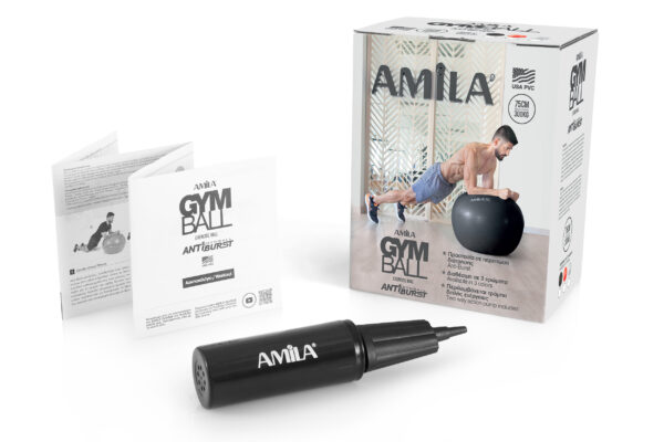 Μπάλα Γυμναστικής AMILA GYMBALL 75cm Μαύρη - Image 3