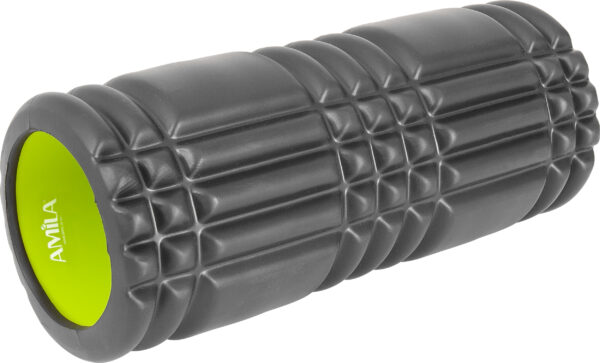 AMILA Foam Roller Plexus Φ14x33cm Μαύρο/Λάιμ