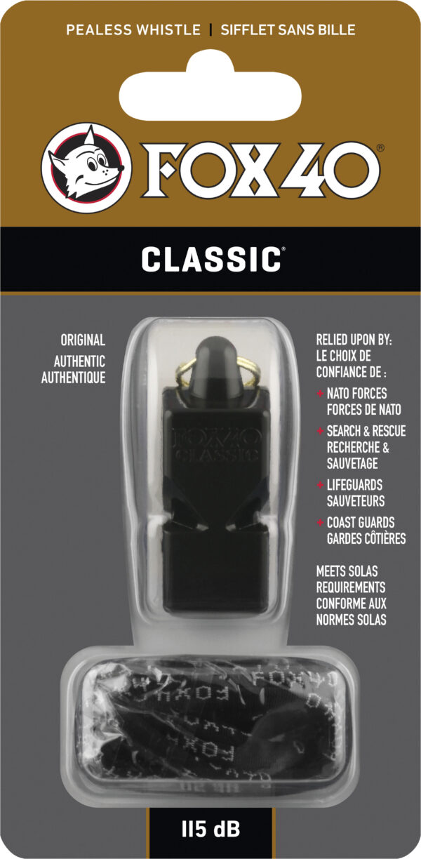 Σφυρίχτρα FOX40 Classic Safety Μαύρη με Κορδόνι - Image 2