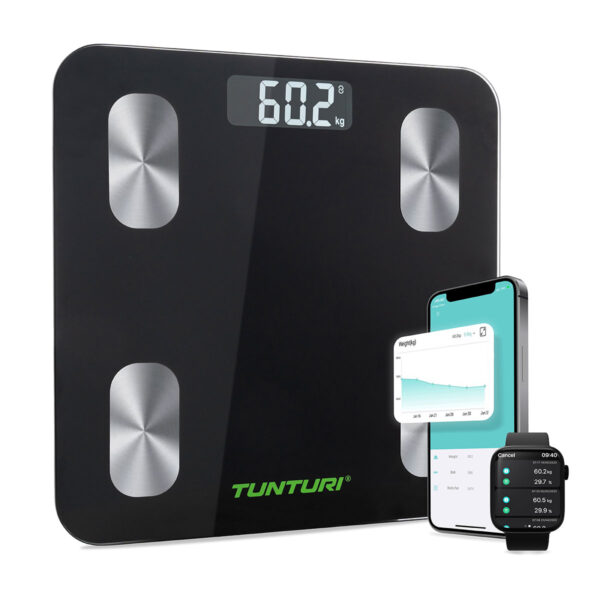Tunturi SC30 Smart Scale Black with App Ζυγαριά Σωματικού Βάρους
