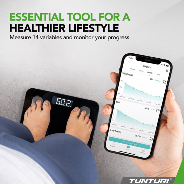 Tunturi SC30 Smart Scale Black with App Ζυγαριά Σωματικού Βάρους - Image 2