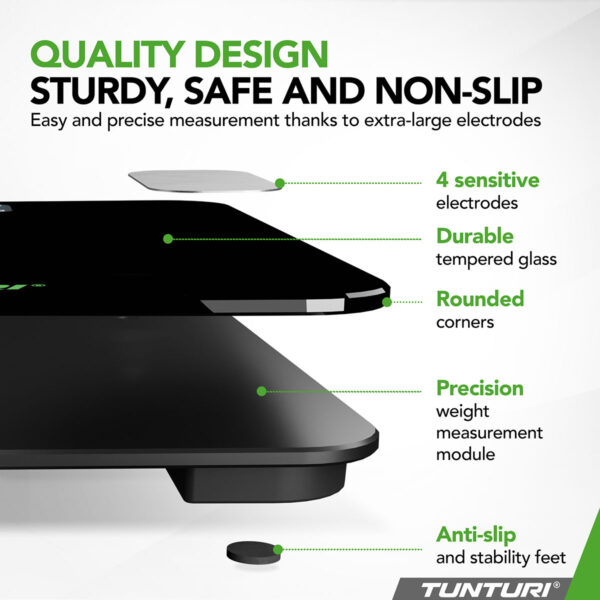 Tunturi SC30 Smart Scale Black with App Ζυγαριά Σωματικού Βάρους - Image 4
