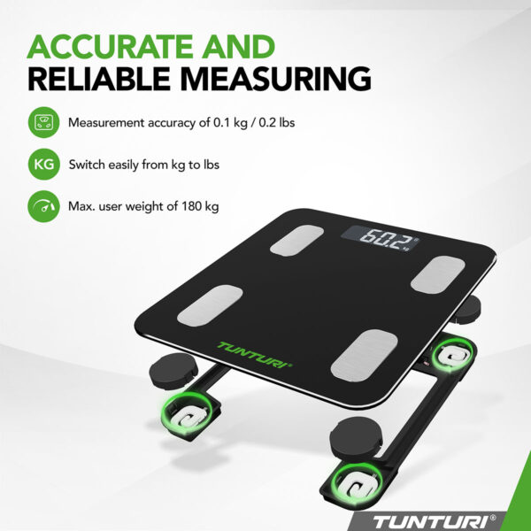 Tunturi SC30 Smart Scale Black with App Ζυγαριά Σωματικού Βάρους - Image 5