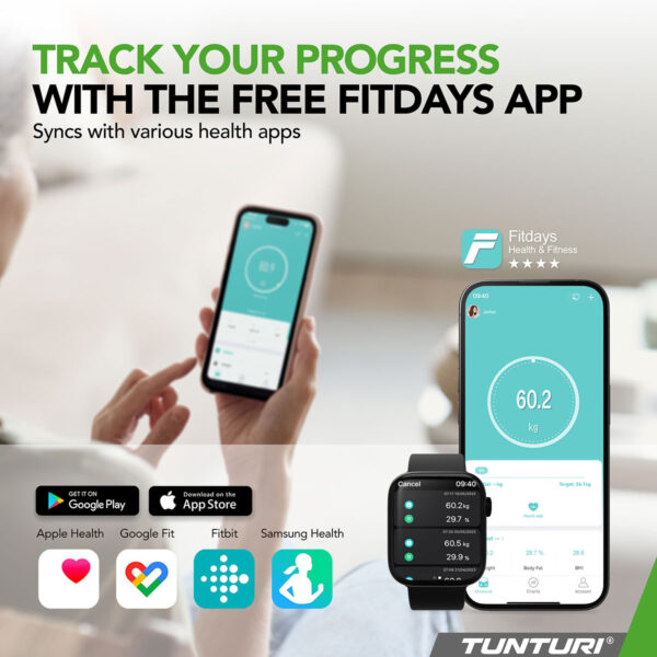 Tunturi SC30 Smart Scale Black with App Ζυγαριά Σωματικού Βάρους - Image 7