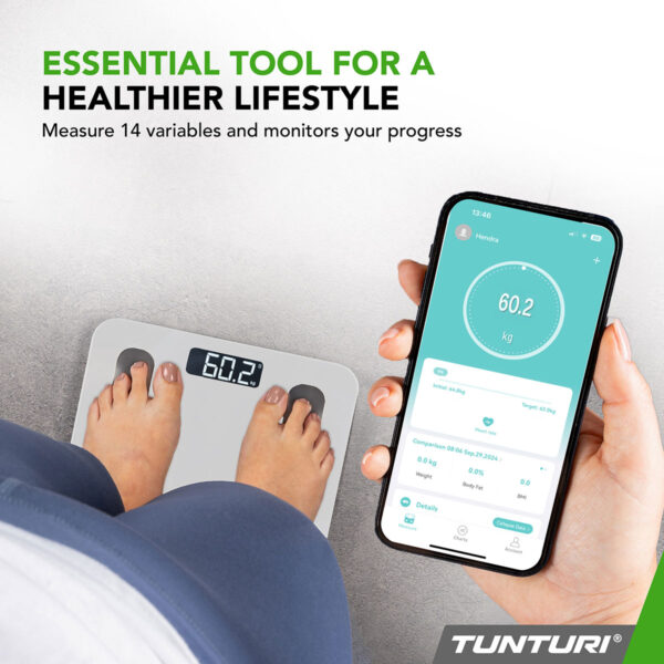 Tunturi SC30 Smart Scale White with App Ζυγαριά Σωματικού Βάρους - Image 2