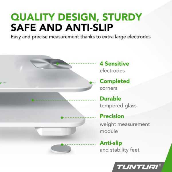Tunturi SC30 Smart Scale White with App Ζυγαριά Σωματικού Βάρους - Image 4