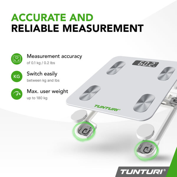 Tunturi SC30 Smart Scale White with App Ζυγαριά Σωματικού Βάρους - Image 5