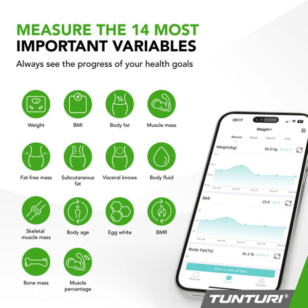 Tunturi SC30 Smart Scale White with App Ζυγαριά Σωματικού Βάρους - Image 6