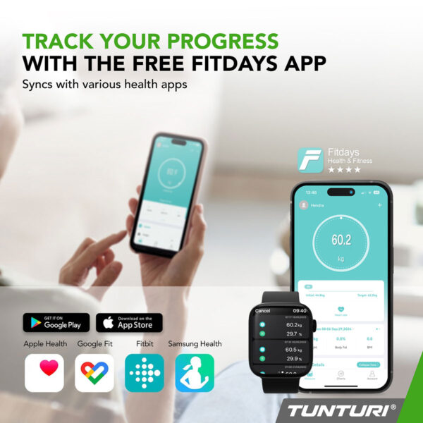 Tunturi SC30 Smart Scale White with App Ζυγαριά Σωματικού Βάρους - Image 7