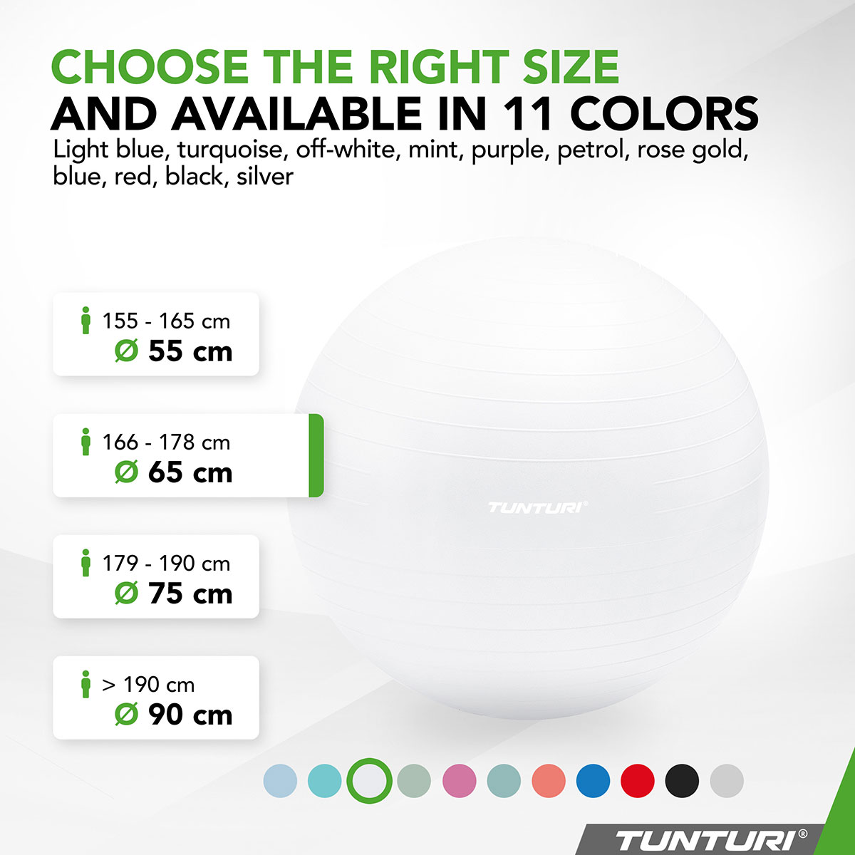Tunturi Μπάλα Gymball 65cm Λευκή Anti Burst - Image 6