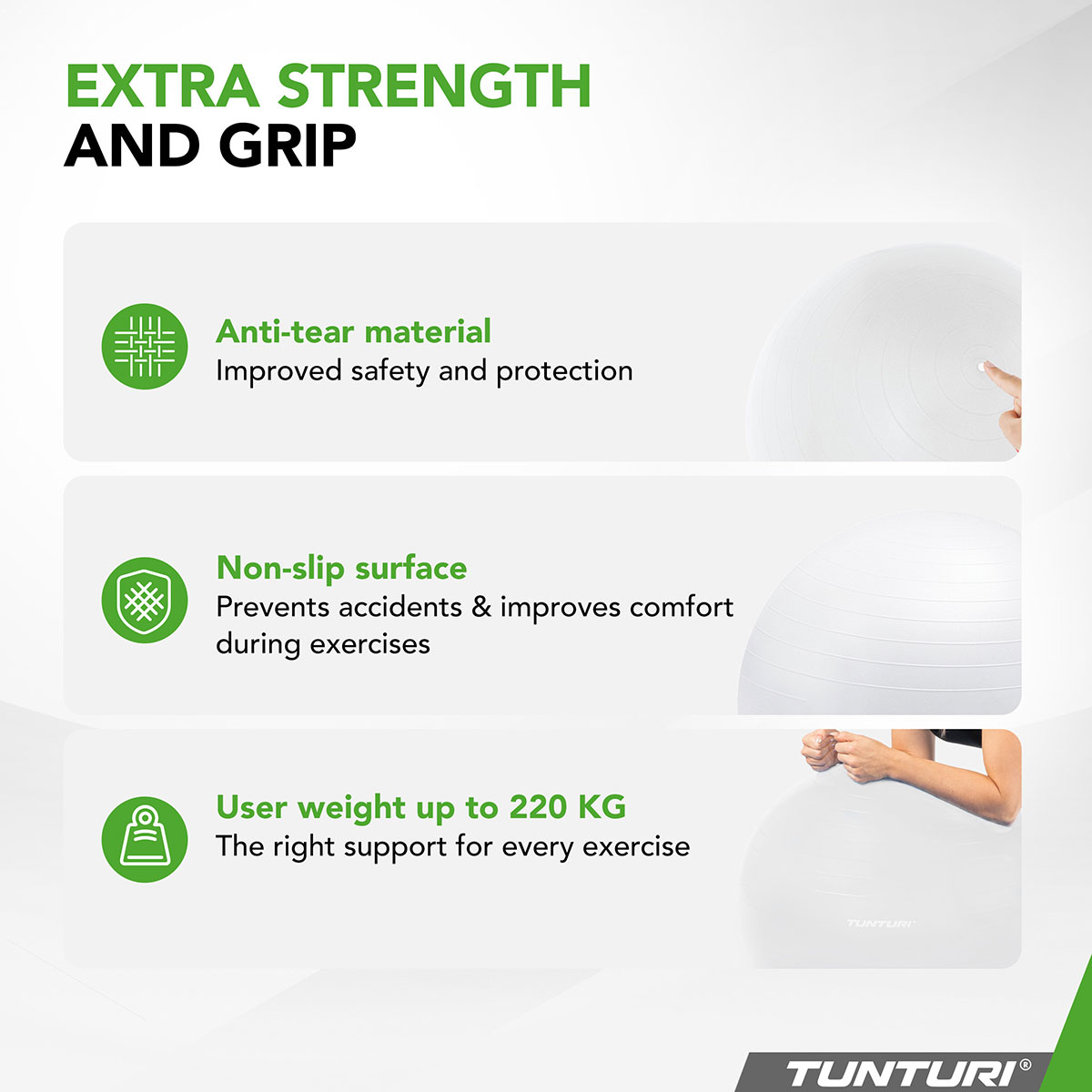 Tunturi Μπάλα Gymball 65cm Λευκή Anti Burst - Image 9