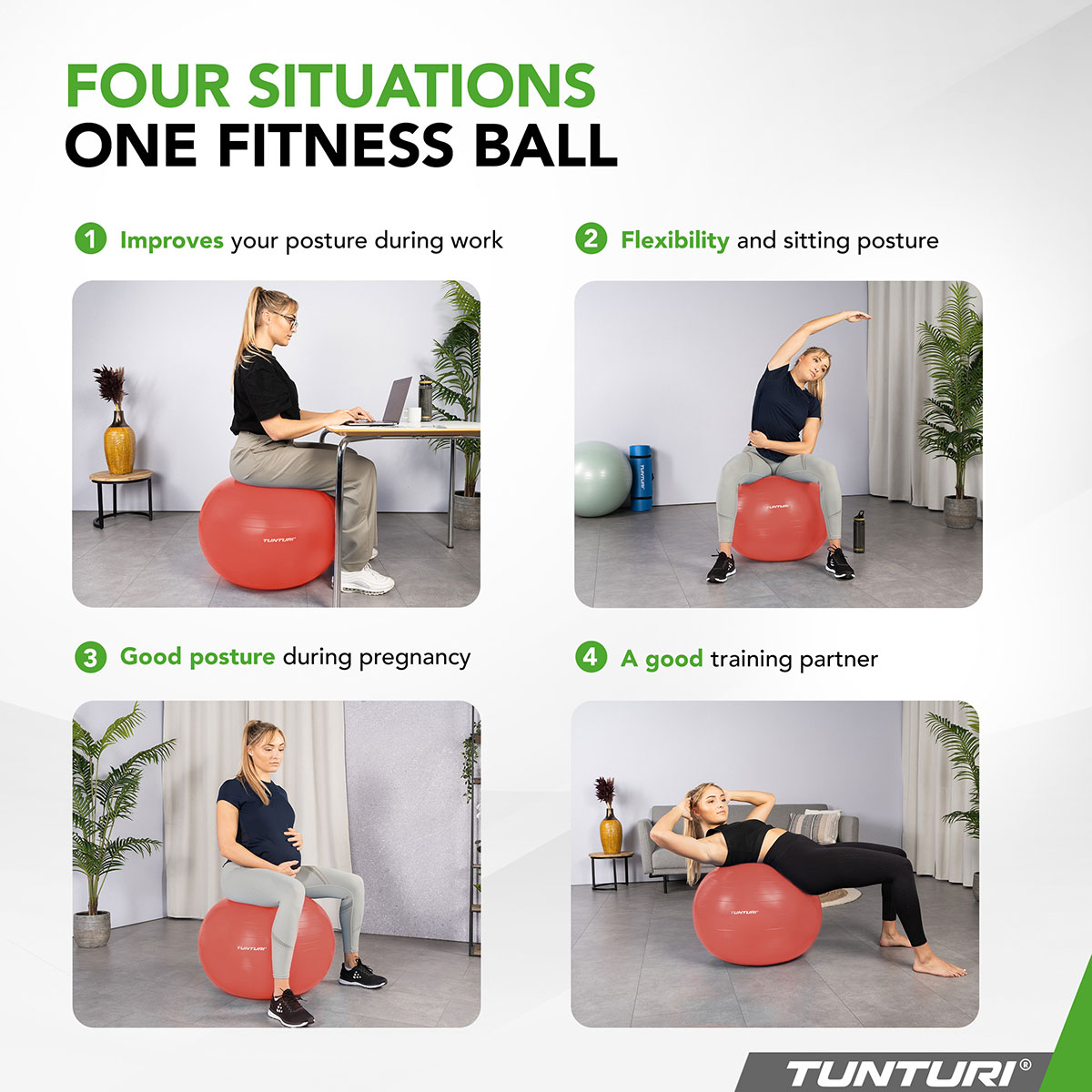 Tunturi Μπάλα Gymball 75cm Τριανταφυλλί Anti Burst - Image 7