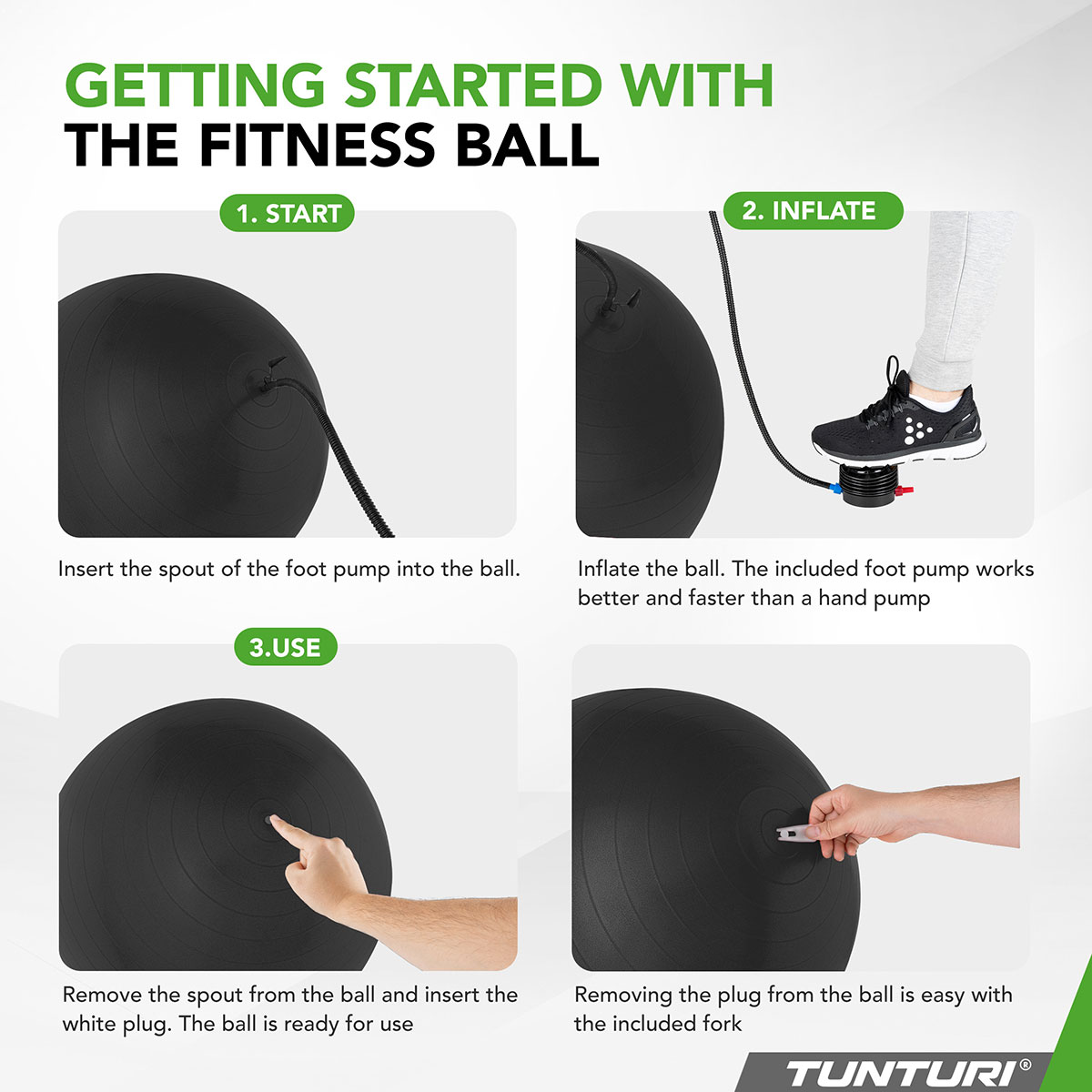 Tunturi Μπάλα Gymball 90cm Μαύρη Anti Burst - Image 8