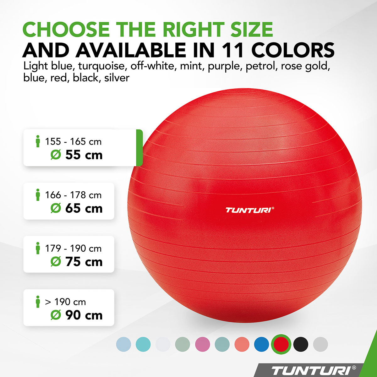 Tunturi Μπάλα Gymball 55cm, Κόκκινη, Anti Burst - Image 4