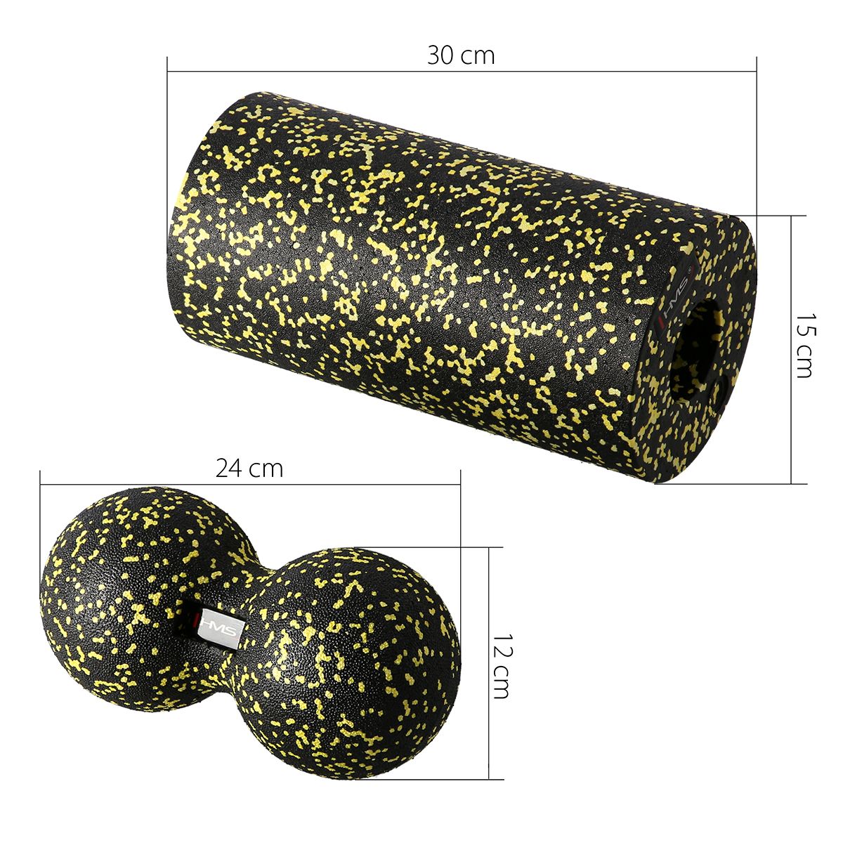 YOGA ROLLER HMS FSBM04 BLACK-YELLOW DOTS MASSAGE SET - Image 3