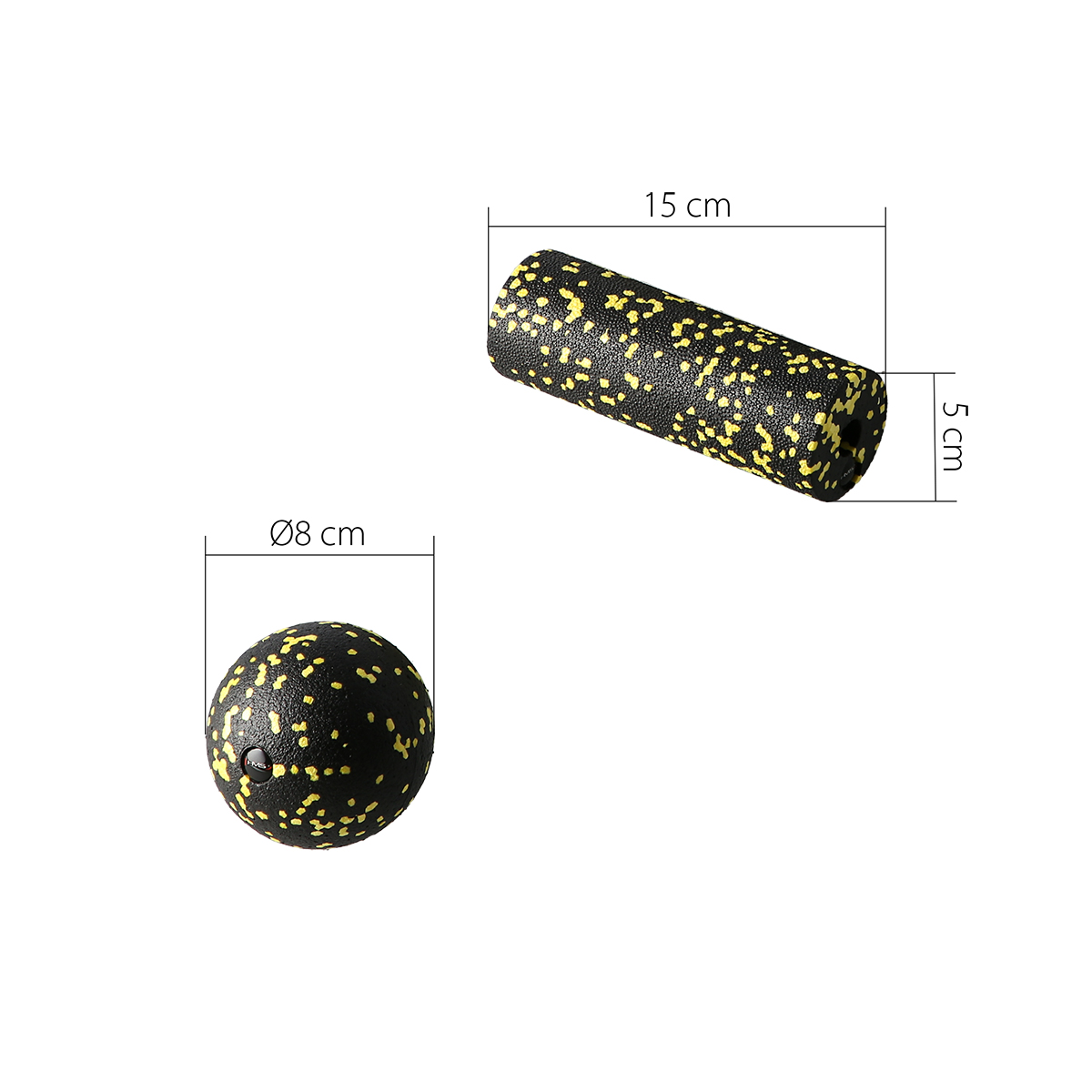 YOGA ROLLER HMS FSBM04 BLACK-YELLOW DOTS MASSAGE SET - Image 4
