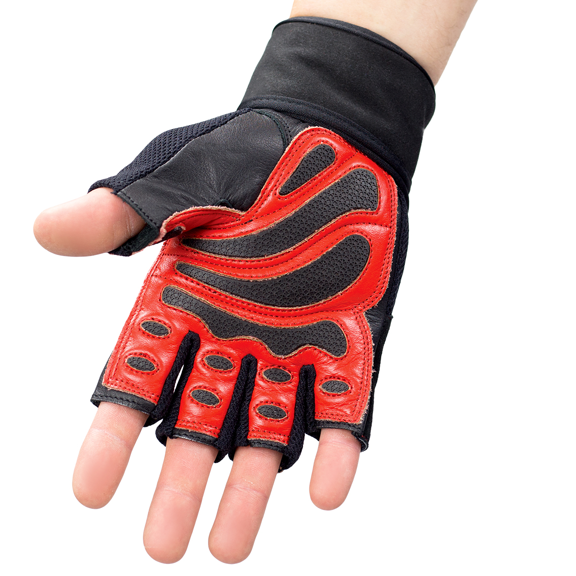 Γάντια γυμναστικής HMS RST01 SIZE LARGE MEN'S FITNESS GLOVES (Μαύρο – Κόκκινο) - Image 4